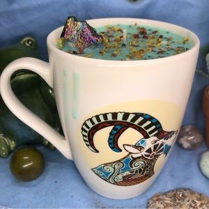 Handmade Soy candle: Aries Ram Mug Sage lavender